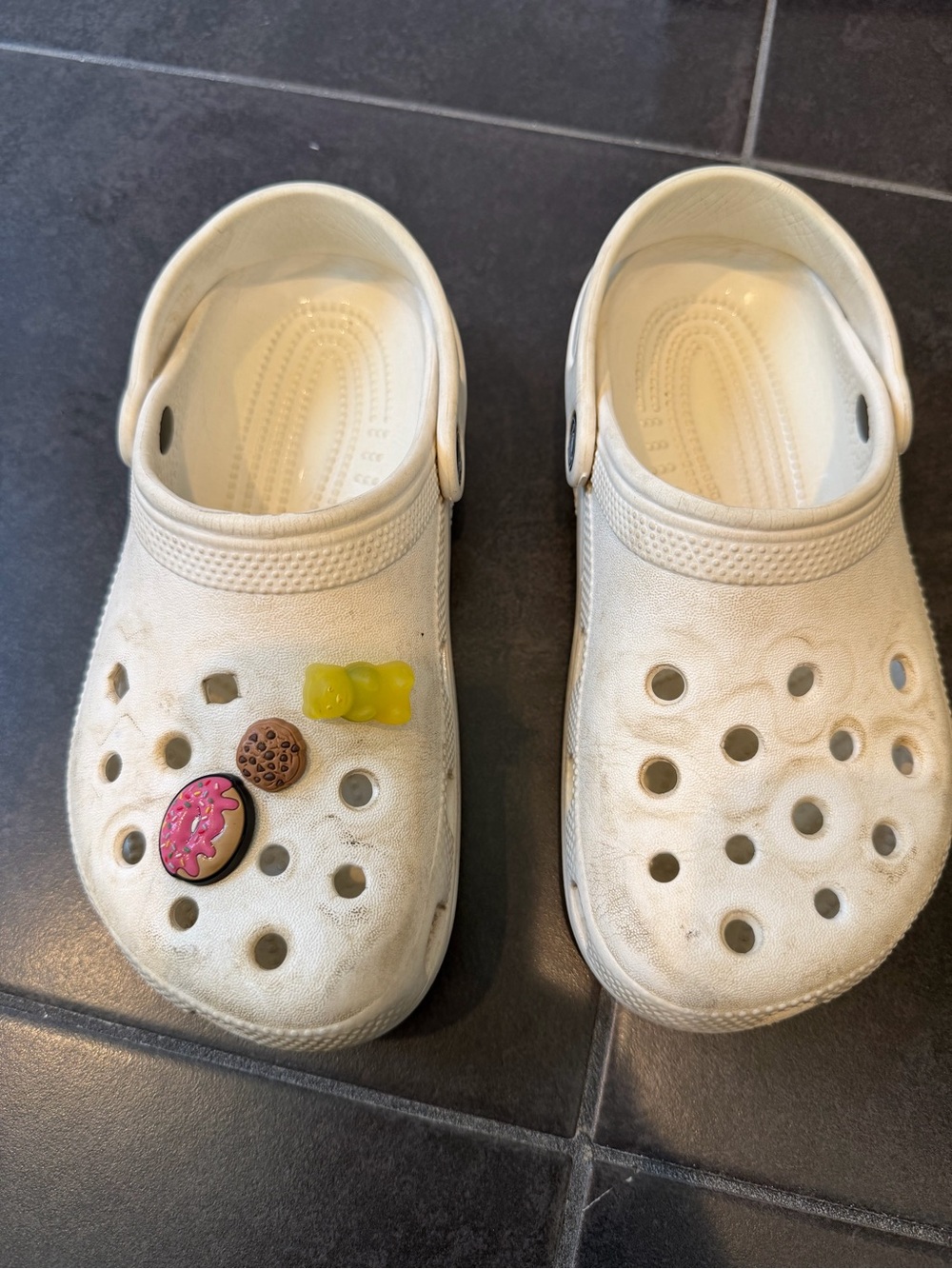 CROCS Kids White Clogs with Fun Charms